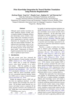 Prior Knowledge Integration for Neural Machine Translation using
  Posterior Regularization