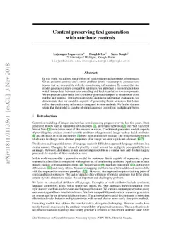 Content preserving text generation with attribute controls