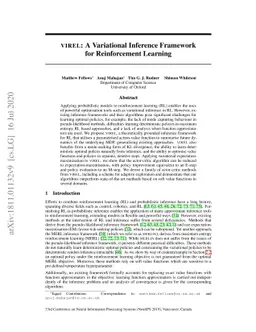 VIREL: A Variational Inference Framework for Reinforcement Learning