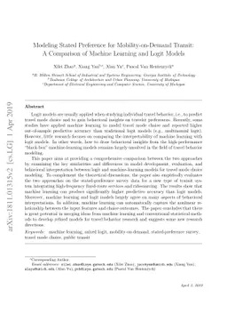 Modeling Stated Preference for Mobility-on-Demand Transit: A Comparison
  of Machine Learning and Logit Models