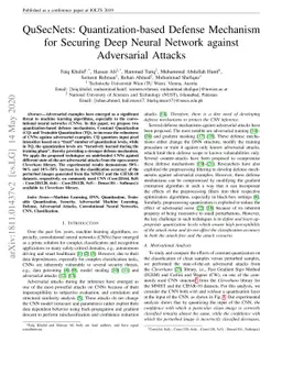 QuSecNets: Quantization-based Defense Mechanism for Securing Deep Neural
  Network against Adversarial Attacks