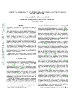 On the Transferability of Adversarial Examples Against CNN-Based Image
  Forensics