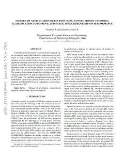Manner of Articulation Detection using Connectionist Temporal
  Classification to Improve Automatic Speech Recognition Performance