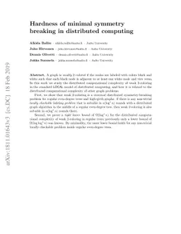 Hardness of minimal symmetry breaking in distributed computing