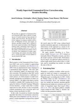 Weakly Supervised Grammatical Error Correction using Iterative Decoding