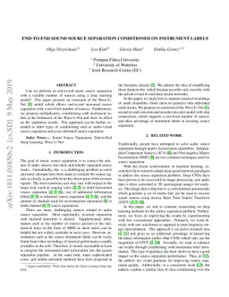 End-to-End Sound Source Separation Conditioned On Instrument Labels