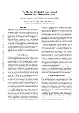 The Marchex 2018 English Conversational Telephone Speech Recognition
  System