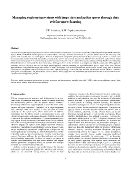 Managing engineering systems with large state and action spaces through
  deep reinforcement learning