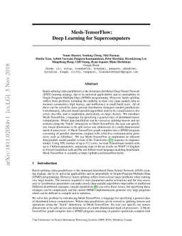 Mesh-TensorFlow: Deep Learning for Supercomputers