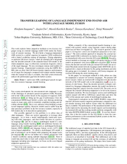 Transfer learning of language-independent end-to-end ASR with language
  model fusion