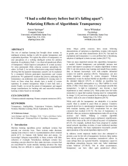 "I had a solid theory before but it's falling apart": Polarizing Effects
  of Algorithmic Transparency