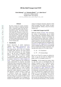 Off-the-Shelf Unsupervised NMT