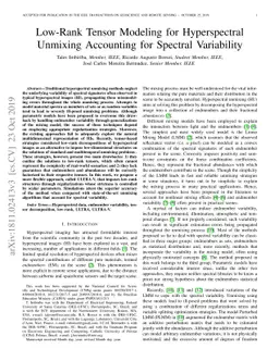 Low-Rank Tensor Modeling for Hyperspectral Unmixing Accounting for
  Spectral Variability