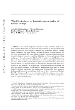 WordNet-feelings: A linguistic categorisation of human feelings