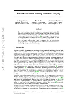 Towards continual learning in medical imaging