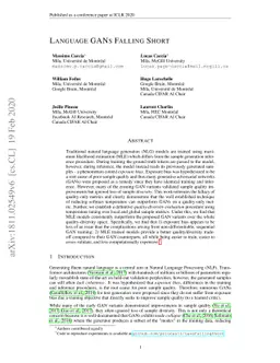 Language GANs Falling Short