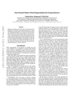 Fast Neural Chinese Word Segmentation for Long Sentences