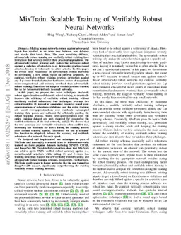 MixTrain: Scalable Training of Verifiably Robust Neural Networks