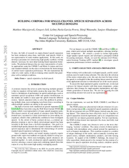 Building Corpora for Single-Channel Speech Separation Across Multiple
  Domains
