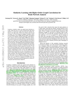 Similarity Learning with Higher-Order Graph Convolutions for Brain
  Network Analysis