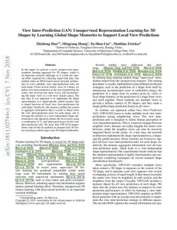 View Inter-Prediction GAN: Unsupervised Representation Learning for 3D
  Shapes by Learning Global Shape Memories to Support Local View Predictions