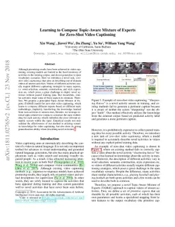 Learning to Compose Topic-Aware Mixture of Experts for Zero-Shot Video
  Captioning