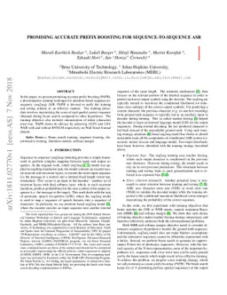 Promising Accurate Prefix Boosting for sequence-to-sequence ASR