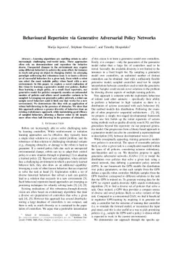 Behavioural Repertoire via Generative Adversarial Policy Networks