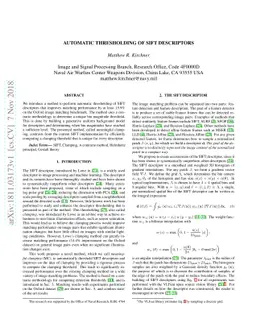 Automatic Thresholding of SIFT Descriptors