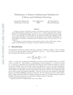 Performance of Johnson-Lindenstrauss Transform for k-Means and k-Medians
  Clustering