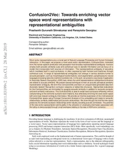 Confusion2Vec: Towards Enriching Vector Space Word Representations with
  Representational Ambiguities