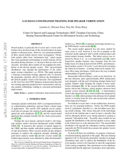 Gaussian-Constrained training for speaker verification