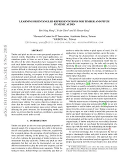 Learning Disentangled Representations for Timber and Pitch in Music
  Audio