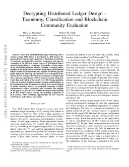 Decrypting Distributed Ledger Design -- Taxonomy, Classification and
  Blockchain Community Evaluation