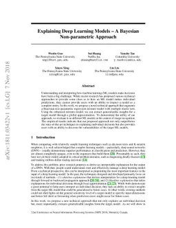 Explaining Deep Learning Models - A Bayesian Non-parametric Approach