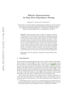 Effective Representation for Easy-First Dependency Parsing