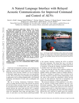 A Natural Language Interface with Relayed Acoustic Communications for
  Improved Command and Control of AUVs