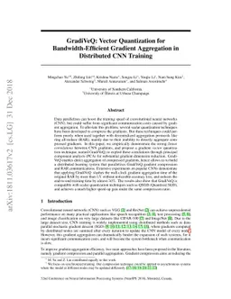 GradiVeQ: Vector Quantization for Bandwidth-Efficient Gradient
  Aggregation in Distributed CNN Training