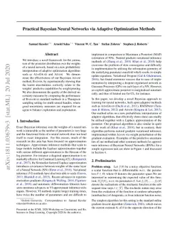 Practical Bayesian Learning of Neural Networks via Adaptive Optimisation
  Methods
