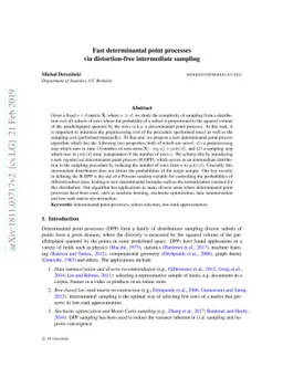 Fast determinantal point processes via distortion-free intermediate
  sampling