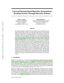 Universal Decision-Based Black-Box Perturbations: Breaking
  Security-Through-Obscurity Defenses
