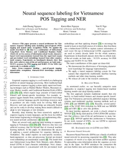 Neural sequence labeling for Vietnamese POS Tagging and NER