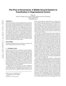 The Price of Governance: A Middle Ground Solution to Coordination in
  Organizational Control