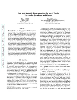 Learning Semantic Representations for Novel Words: Leveraging Both Form
  and Context