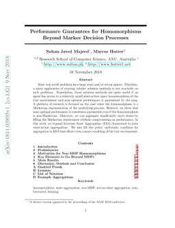 Performance Guarantees for Homomorphisms Beyond Markov Decision
  Processes