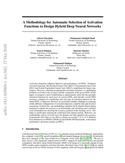 A Methodology for Automatic Selection of Activation Functions to Design
  Hybrid Deep Neural Networks