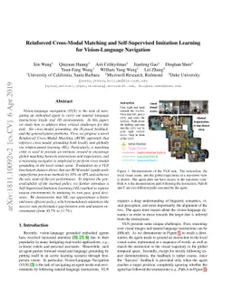 Reinforced Cross-Modal Matching and Self-Supervised Imitation Learning
  for Vision-Language Navigation