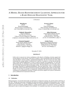 A Model-Based Reinforcement Learning Approach for a Rare Disease
  Diagnostic Task
