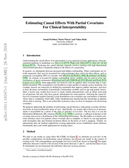 Estimating Causal Effects With Partial Covariates For Clinical
  Interpretability