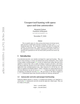 Unsupervised learning with sparse space-and-time autoencoders